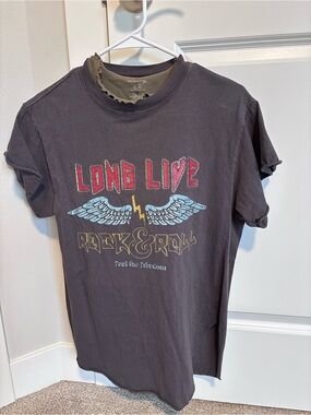 Long Live Rock & Roll Graphic Tunic Top - Dark Gray